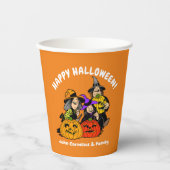 3 Hexen und Jack O'Lantern Halloween Spaß Pappbecher (Vorderseite)