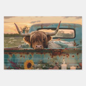 3 Highland Cow Charm Geschenkpapier für Decoupage Set (Vorderseite 2)