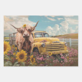 3 Highland Cow Charm Wrapping Paper for Decoupage Geschenkpapier Set (Vorderseite)