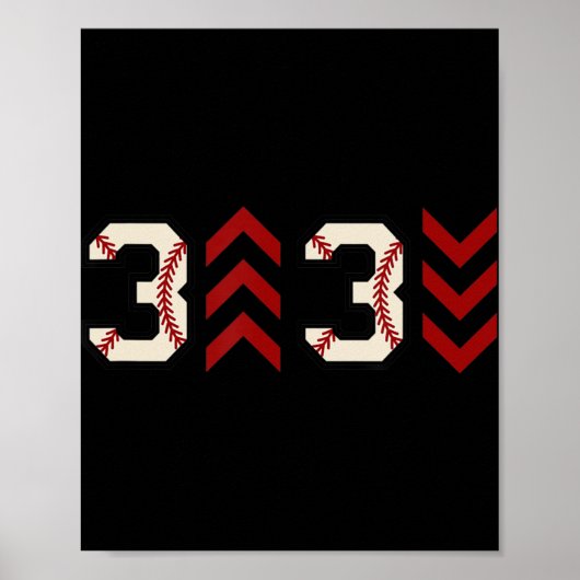 3 hoch 3 runter Drei-oben-unten-Baseball-Softball Poster (Vorne)