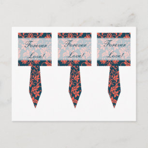 3 Hochzeitscuppicks für Navy und Korallendampfer Postkarte