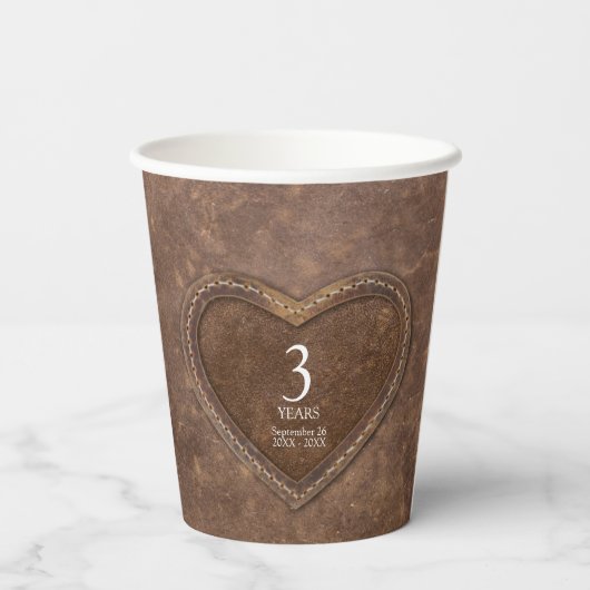 3. Hochzeitstag Foto Pappbecher (Rückseite)