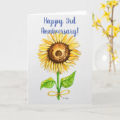 3. Hochzeitstag Grußkarte innen leer Karte (Gelbe Blume)