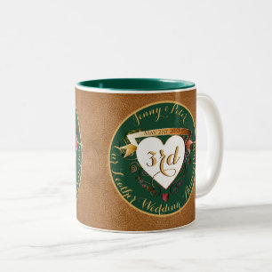 3. Hochzeitstag Leder Zwei-Tonen-Kaffee-Mu Zweifarbige Tasse