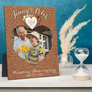 3. Hochzeitstag mit Leder - Foto Herz Fotoplatte