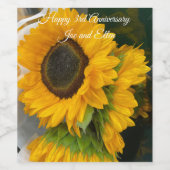 3. Hochzeitstag Sonnenblume Weinetikett (Einzelnes Label)