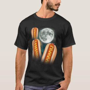 3 Hotdogs, die auf dem Mond herumheulen, entwirren T-Shirt