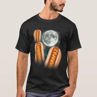 3 Hotdogs, die auf dem Mond herumheulen, entwirren T-Shirt