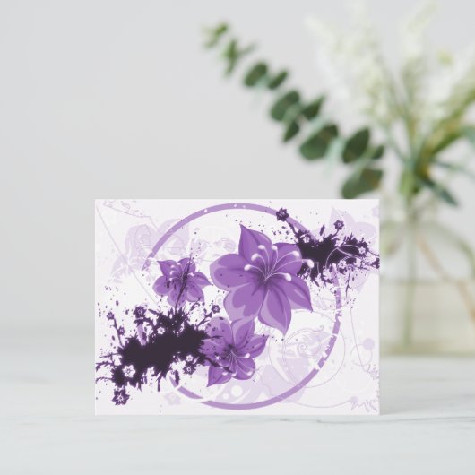 3 HÜBSCHE BLUME - LILA POSTKARTE (Stehend Vorderseite)