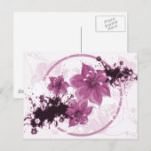 3 Hübsche Blume - rosa Postkarte (Vorne/Hinten)