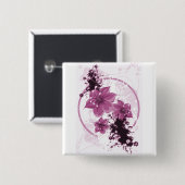 3 hübsche Blumen - Rosa Button (Vorne & Hinten)