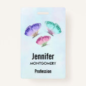 3 Hübsche Pastel-Aquarellbutterfische Ausweis (Vorderseite)