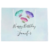 3 Hübsche Pastel-Aquarellbutterfische Geburtstag Große Geschenktüte (Rückseite)