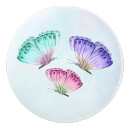 3 Hübsche Pastel-Aquarellbutterfische Keramikknauf