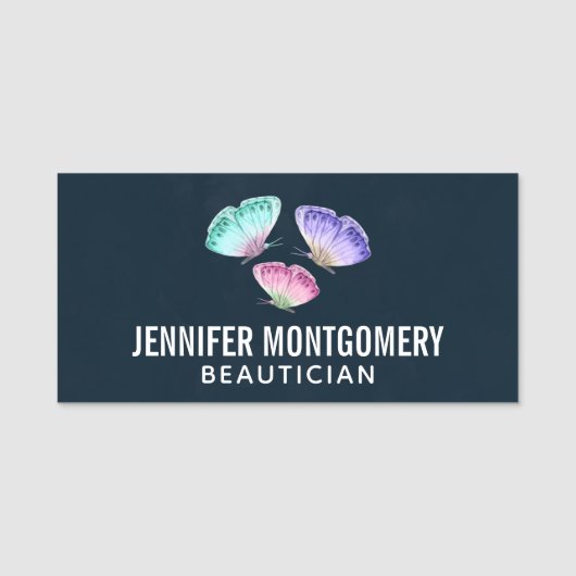 3 Hübsche Pastel-Aquarellbutterfische Namensschild (Vorderseite)