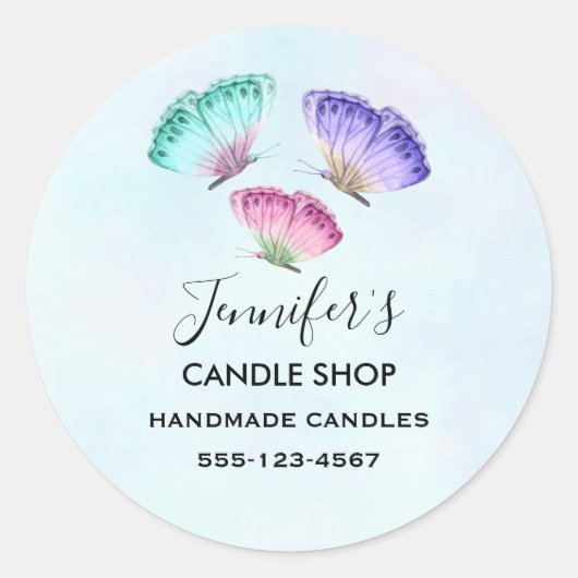 3 Hübsche Pastelwatercolor Butterfisch Business Runder Aufkleber (Vorderseite)