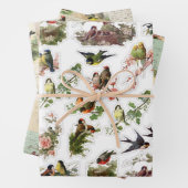 3 Hübsche VogelCollage Ephemeres Sheets Geschenkpapier Set (Beispiel)
