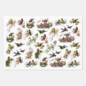 3 Hübsche VogelCollage Ephemeres Sheets Geschenkpapier Set (Vorderseite)