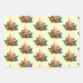 3 Hübsche Weihnachtskerze Geschenkpapier Set (Vorderseite)