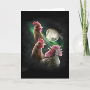 3 Hühner Mond Wolf Hühner heulende Wölfe Karte