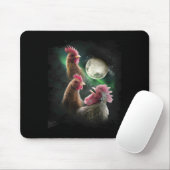 3 Hühner Mond Wolf Hühner heulende Wölfe  Mousepad (Mit Mouse)