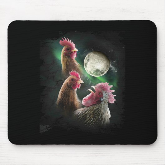 3 Hühner Mond Wolf Hühner heulende Wölfe  Mousepad (Vorne)