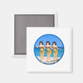 3 Hulas am Strand Magnet (Vorderseite/Rückseite)