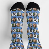 3 Hunde, 3 Namen, Hunde Foto - Personalisiert blau Socken (Oben)