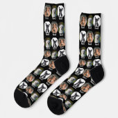 3 Hunde, 3 Namen, Hunde Foto - Personalisiert Schw Socken (Linkes Detail)