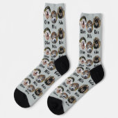 3 Hunde 3 Namen Personalisiertes Hunde-Foto auf Gr Socken (Linkes Detail)