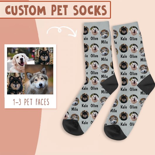 3 Hunde 3 Namen Personalisiertes Hunde-Foto auf Gr Socken