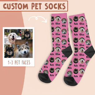 3 Hunde 3 Namen Personalisiertes Hunde-Foto auf Ro Socken