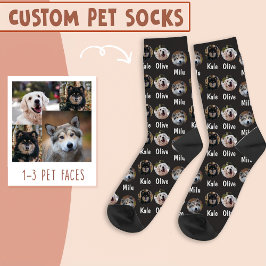 3 Hunde 3 Namen Personalisiertes Hunde-Foto auf Sc Socken