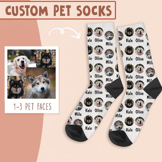 3 Hunde 3 Namen Personalisiertes Hunde-Foto auf We Socken