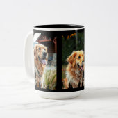 3 Hunde-Fotos Herz-Pfotenabdrücke Geschenk Zweifarbige Tasse (Vorderseite Links)