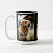 3 Hunde-Fotos Herz-Pfotenabdrücke Geschenk Zweifarbige Tasse (Links)