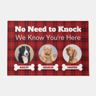 3 Hunde Fotos Roter Tartan Karo Keine Notwendigkei Fußmatte