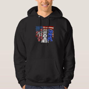 3 Hunde Schnauzer Ameikanische Flagge Hoodie
