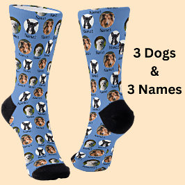 3 Hunde und 3 Namen Personalisierte Fotos für Haus Socken
