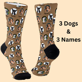 3 Hunde und Namen Personalisierte Haustiere Fotos  Socken