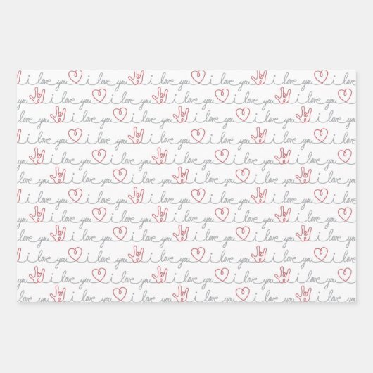 3 I Liebe Sie ASL Geschenkverpackungsblätter Geschenkpapier Set (Vorderseite 2)