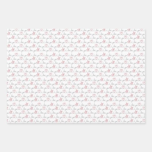 3 I Liebe Sie ASL Geschenkverpackungsblätter Geschenkpapier Set (Vorderseite)