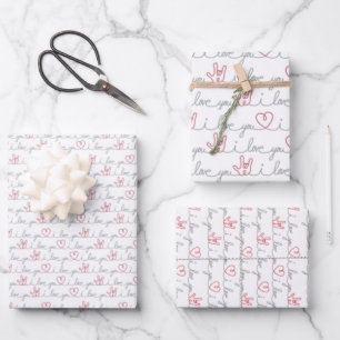 3 I Liebe Sie ASL Geschenkverpackungsblätter Geschenkpapier Set