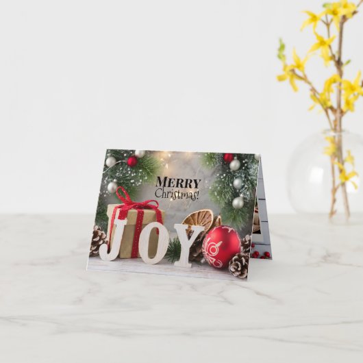 3 Image JOY Holiday Card Karte (Gelbe Blume)