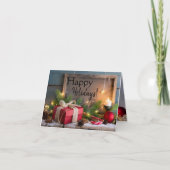 3 Image Rustic Holiday Grußkarte Karte (Vorderseite)