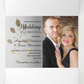 3 in 1 Hochzeit mit Silber und Gold Foto Dreifach Gefaltete Einladung (Innenseite Mitte)