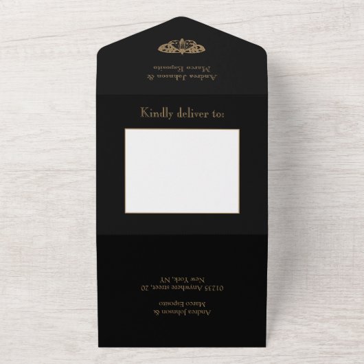 3-in-1 Moth Tattoo Gothic Wedding Einladung (Außenbereich)