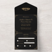 3-in-1 Moth Tattoo Gothic Wedding Einladung (Innen Boden)