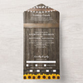 3 in 1 Rustikale Sonnenblumenhochzeit All In One Einladung (Innen Boden)