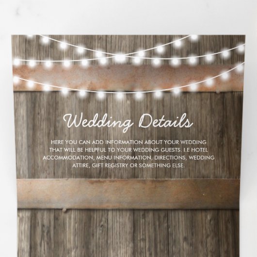 3 in 1 Rustikales Sonnenblumenhochzeit Dreifach Gefaltete Einladung (Innen Erste Seite)